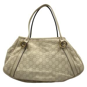 GUCCI GG Twins Tote Bag Guccissima Ivory White Leather